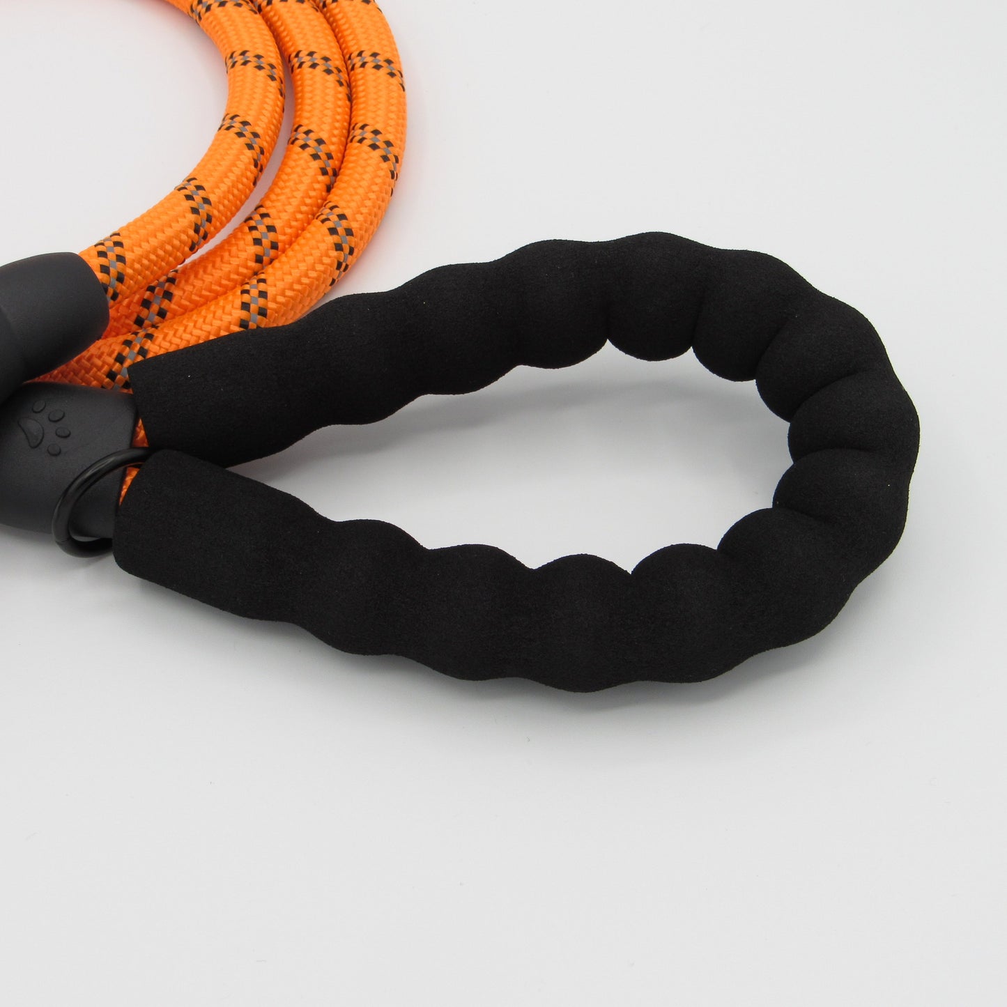 Neon Orange Reflective Dog Leash Handle Close-up