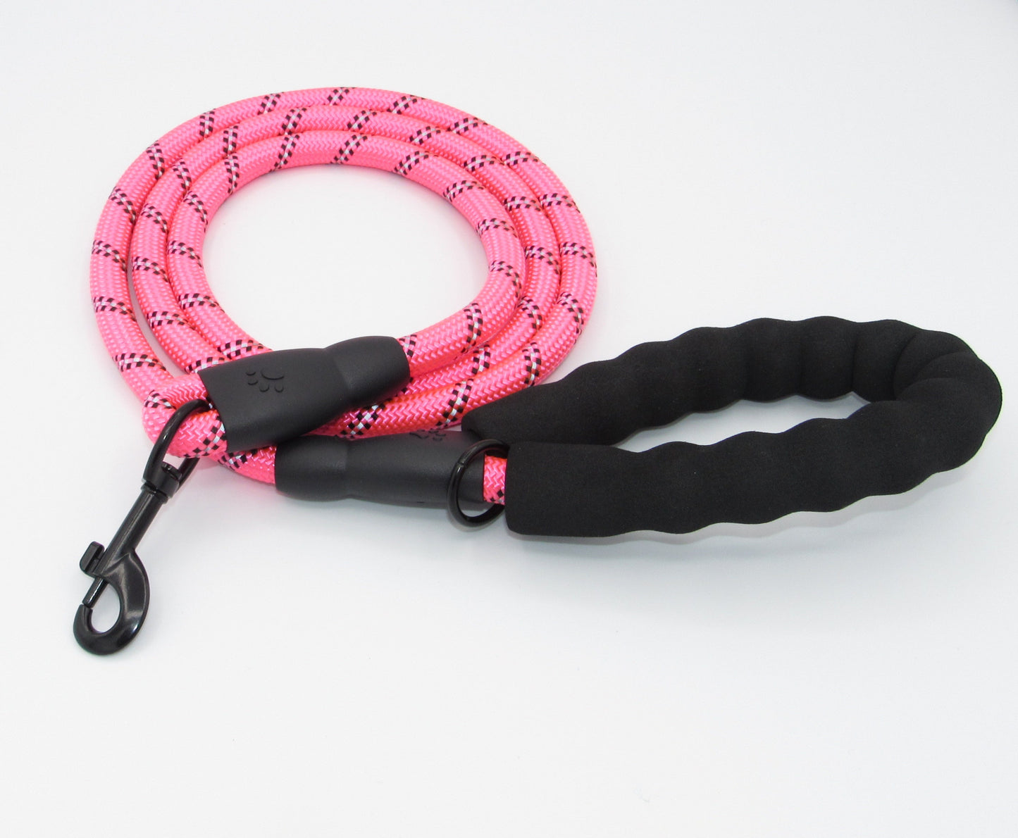 Hot Pink Reflective Dog Leash Full View Flash