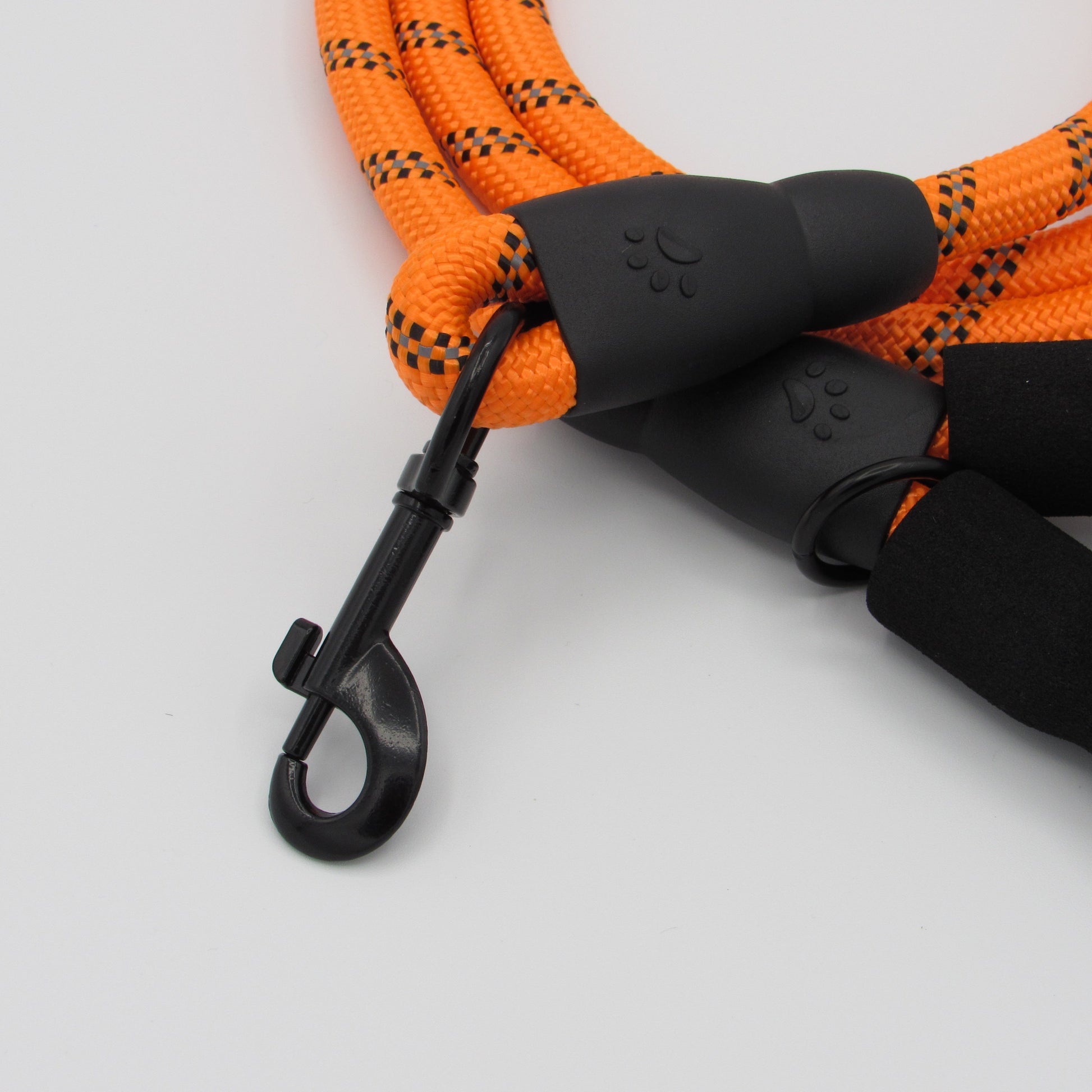 Neon Orange Reflective Dog Leash Clasp Close-up