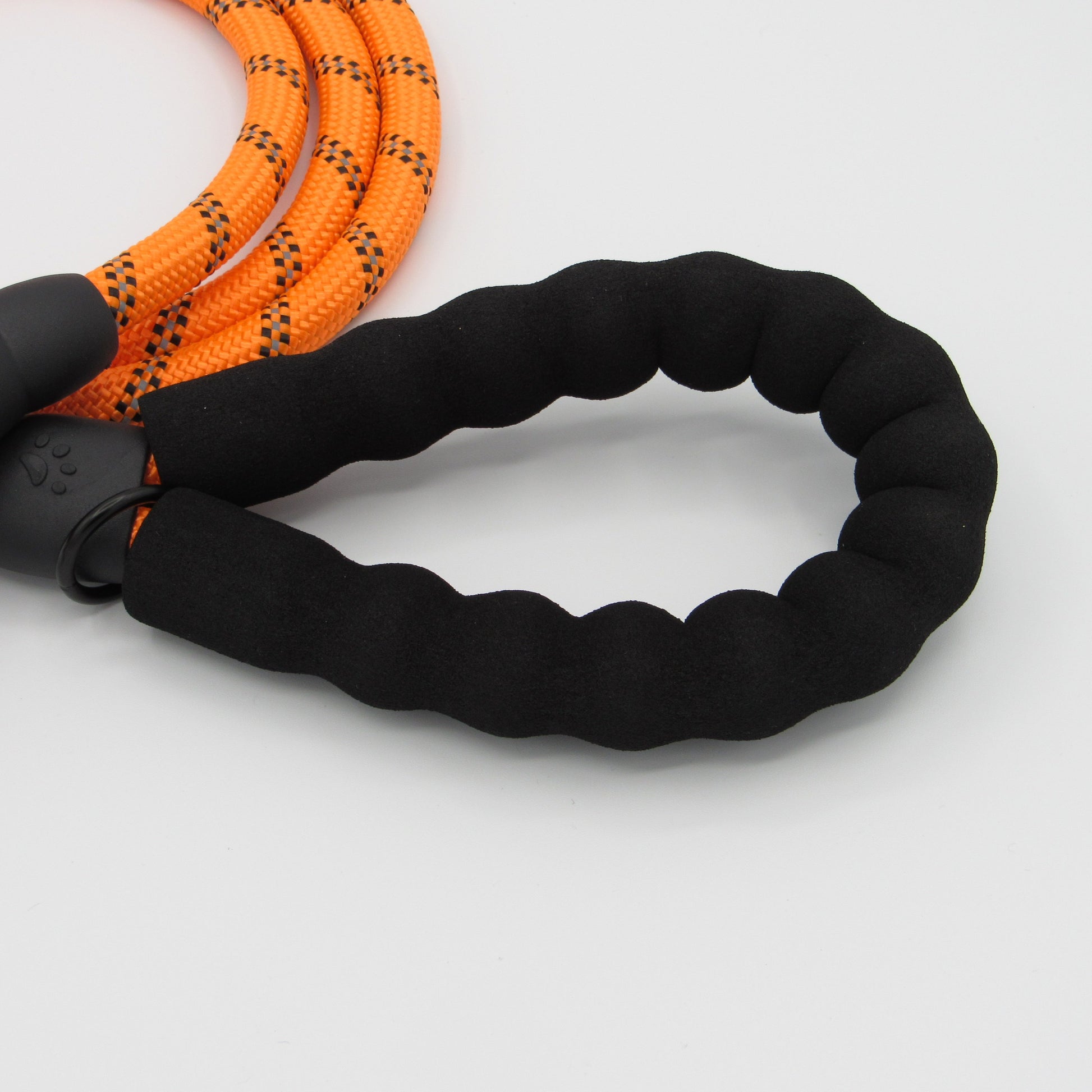 Neon Orange Reflective Dog Leash Handle Close-up